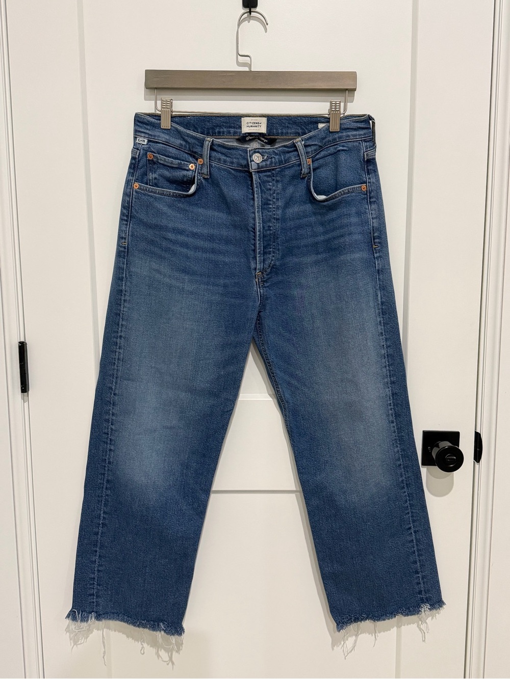 Citizens of Humanity Florence High Rise Wide Straight Leg Raw Hem